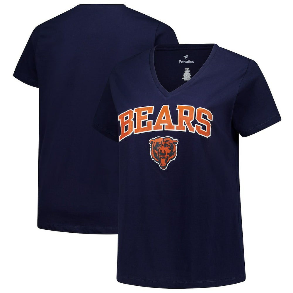 Chicago Bears Women's Plus Size Arch Over Logo V-Neck T-Shirt Navy - Fanatics