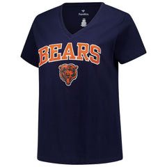 Chicago Bears Women's Plus Size Arch Over Logo V-Neck T-Shirt Navy - Fanatics