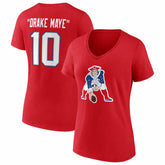 Drake Maye New England Patriots Women's Nickname V-Neck T-Shirt Red - NFL