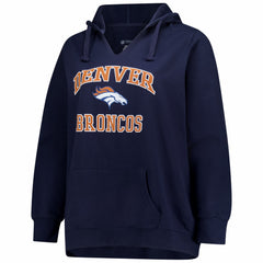 Denver Broncos Women's Plus Size Heart & Soul Notch Neck Hoodie Navy - Fanatics
