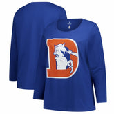 Denver Broncos Women's Plus Size Primary Logo Long Sleeve Scoop Neck T-Shirt Royal - Fanatics