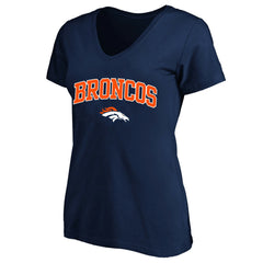 Denver Broncos Women's Plus Size Arch Over Logo V-Neck T-Shirt Navy - Fanatics