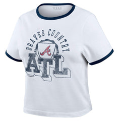 Atlanta Braves WEAR by Erin Andrews Women's Ringer Baby T-Shirt for sale