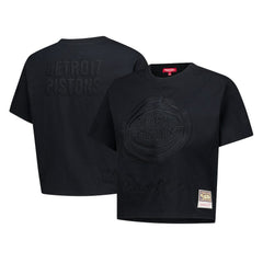Mitchell & Ness - Detroit Pistons Women's Phantom Cropped T-Shirt - Black