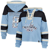Alexander Ovechkin Washington Capitals '47 Women's Cherry Blossom Superior Lacer Cropped Pullover Hoodie Light Blue