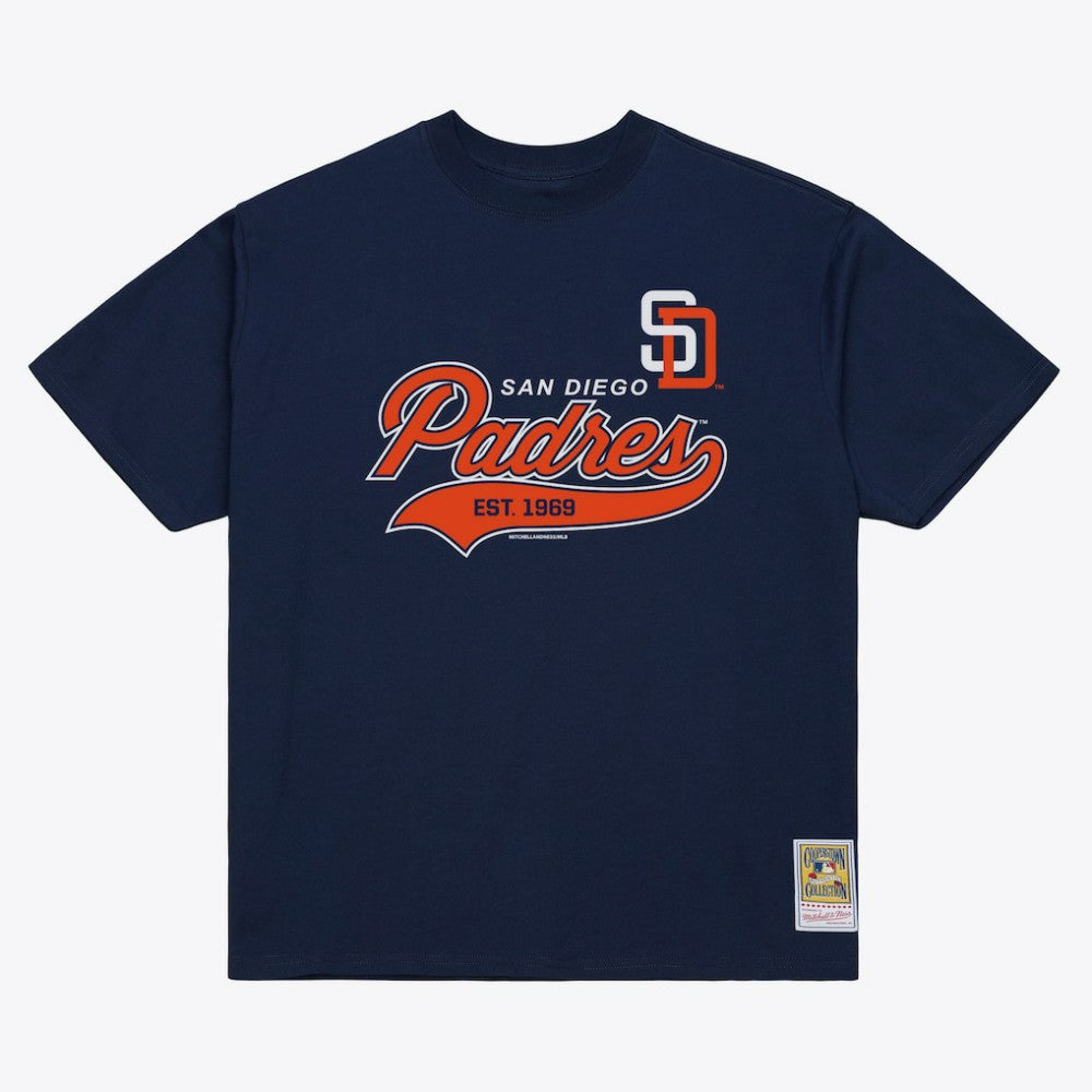 San Diego Padres Mitchell & Ness Script Sweep Arch T-Shirt for sale