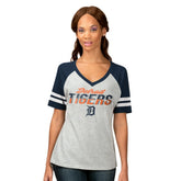 Detroit Tigers G-III 4Her by Carl Banks Women's Goal Line Raglan V-Neck T-Shirt Sale