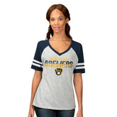 Milwaukee Brewers G-III 4Her by Carl Banks Women's Goal Line Raglan V-Neck T-Shirt Near Me