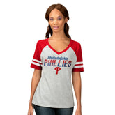 Philadelphia Phillies G-III 4Her by Carl Banks Women's Goal Line Raglan V-Neck T-Shirt discount