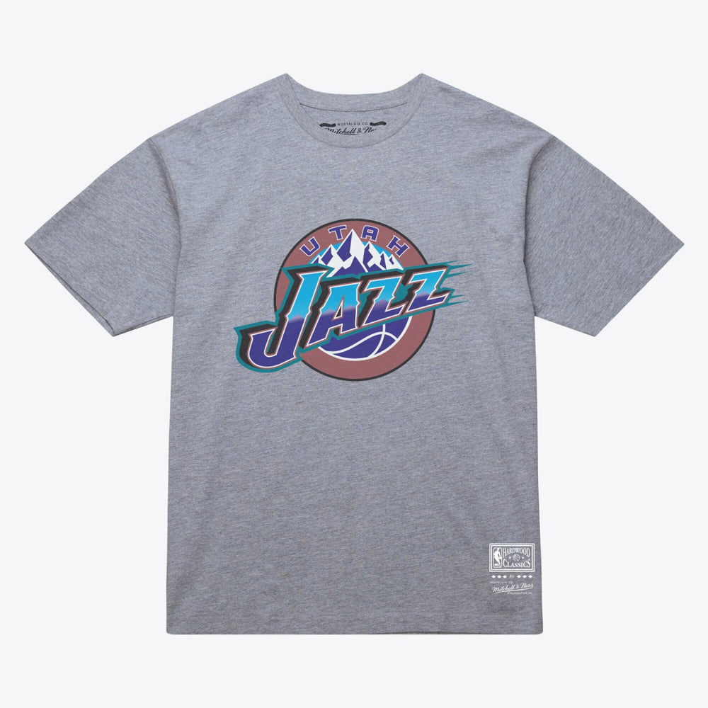 Mitchell & Ness - Utah Jazz Unisex Hardwood Classics Arch T-Shirt - Heather Gray