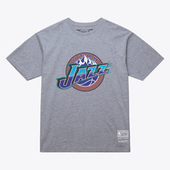 Mitchell & Ness - Utah Jazz Unisex Hardwood Classics Arch T-Shirt - Heather Gray