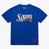 Mitchell & Ness - Philadelphia 76ers Unisex Hardwood Classics Arch T-Shirt - Royal