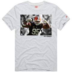 Myles Garrett Cleveland Browns Homage Unisex Player Graphic Tri-Blend T-Shirt Ash - NFL