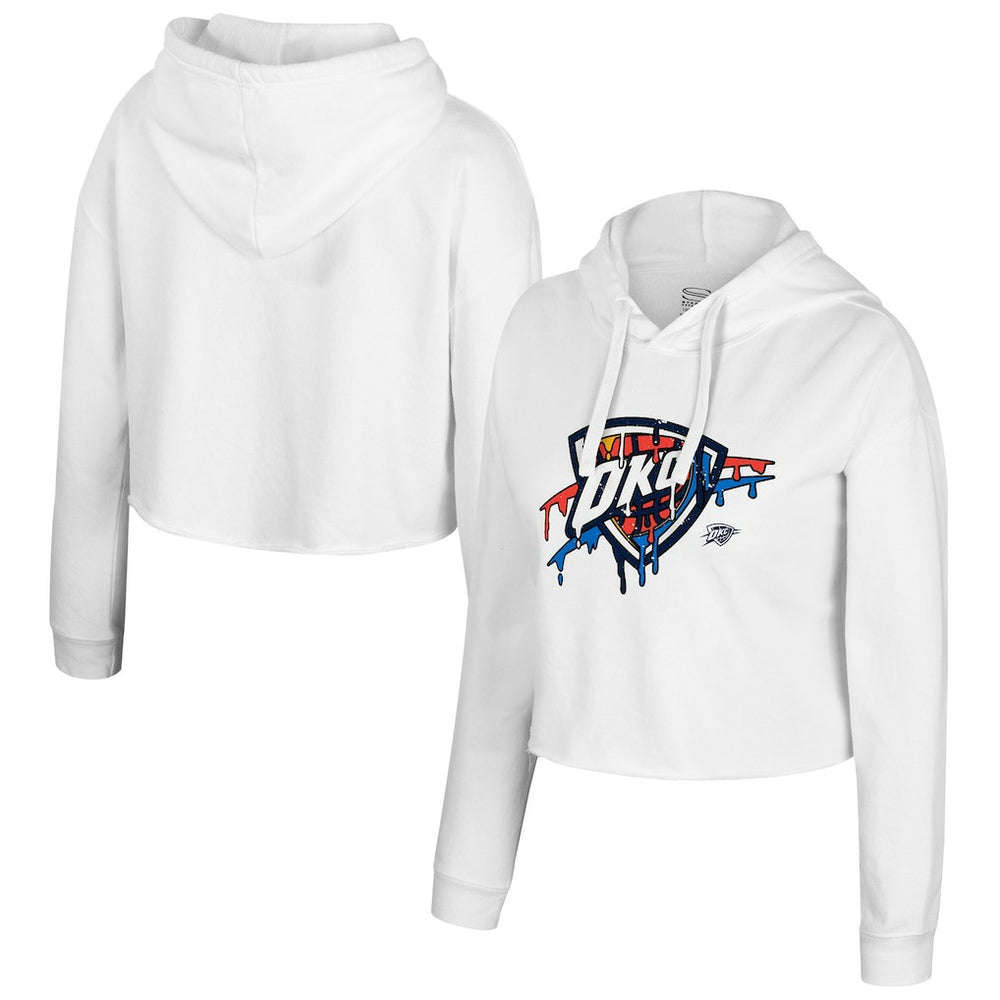 NBA - Oklahoma City Thunder Stadium Essentials Women's Ice Cream Cropped Hoodie - White
