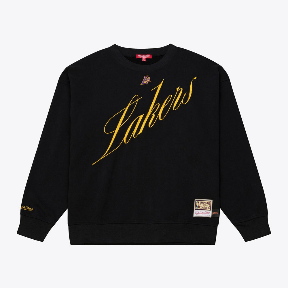 Mitchell & Ness - Los Angeles Lakers Women's Hardwood Classics Script Lightweight Sweatshirt - Black