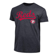 Cincinnati Reds Champion Cooperstown Wordmark Lockup Tri-Blend T-Shirt On Sale