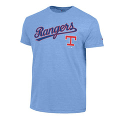 Texas Rangers Champion Cooperstown Wordmark Lockup Tri-Blend T-Shirt Sale