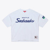 Seattle Seahawks Women's Head Coach Cropped T-Shirt White - Mitchell & Ness