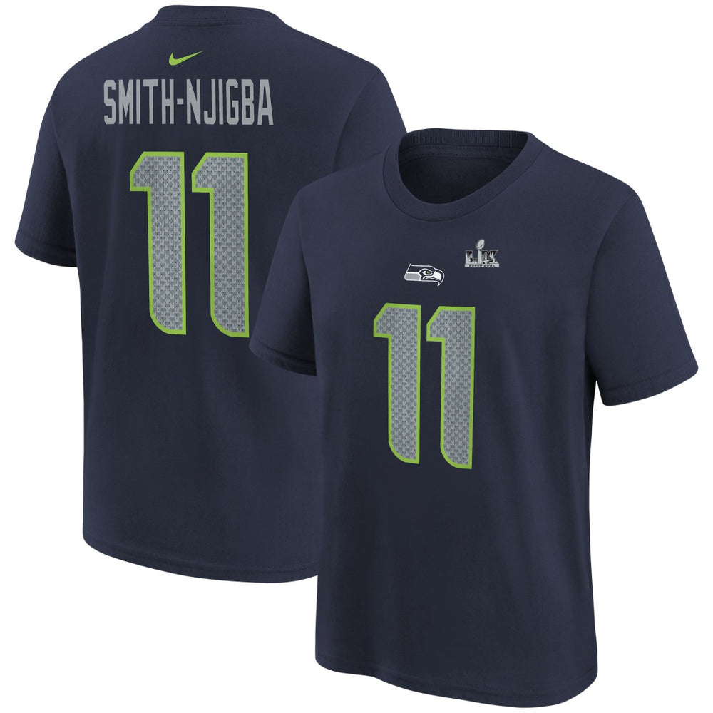 Jaxon Smith-Njigba Seattle Seahawks Youth Super Bowl LX Patch Name & Number T-Shirt College Navy - Nike