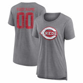 Cincinnati Reds Women's Heritage Personalized Any Name & Number Tri-Blend T-Shirt for sale
