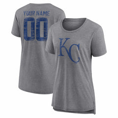 Kansas City Royals Women's Heritage Personalized Any Name & Number Tri-Blend T-Shirt discount