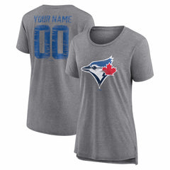 Toronto Blue Jays Women's Heritage Personalized Any Name & Number Tri-Blend T-Shirt Clearance