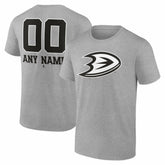 Anaheim Ducks - Big & Tall Personalized Name & Number Monochrome T-Shirt Gray