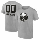 Buffalo Sabres - Big & Tall Personalized Name & Number Monochrome T-Shirt Gray