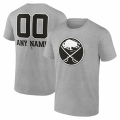Buffalo Sabres - Big & Tall Personalized Name & Number Monochrome T-Shirt Gray