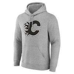 Calgary Flames - Big & Tall Personalized Name & Number Monochrome Pullover Hoodie Gray