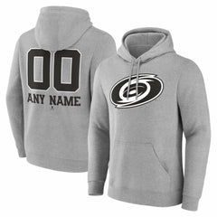 Carolina Hurricanes - Big & Tall Personalized Name & Number Monochrome Pullover Hoodie Gray