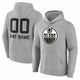 Edmonton Oilers - Big & Tall Personalized Name & Number Monochrome Pullover Hoodie Gray