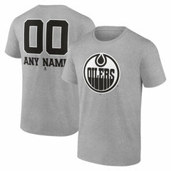 Edmonton Oilers - Big & Tall Personalized Name & Number Monochrome T-Shirt Gray