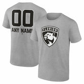 Florida Panthers - Big & Tall Personalized Name & Number Monochrome T-Shirt Gray