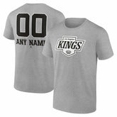 Los Angeles Kings - Big & Tall Personalized Name & Number Monochrome T-Shirt Gray