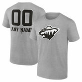Minnesota Wild - Big & Tall Personalized Name & Number Monochrome T-Shirt Gray