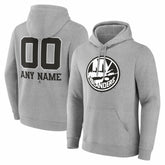 New York Islanders - Big & Tall Personalized Name & Number Monochrome Pullover Hoodie Gray
