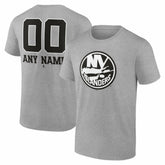 New York Islanders - Big & Tall Personalized Name & Number Monochrome T-Shirt Gray