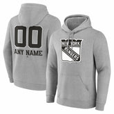 New York Rangers Big & Tall Personalized Name & Number Monochrome Pullover Hoodie Gray