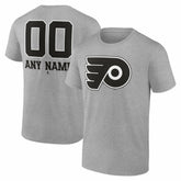 Philadelphia Flyers - Big & Tall Personalized Name & Number Monochrome T-Shirt Gray