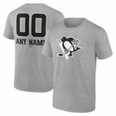 Pittsburgh Penguins Big & Tall Personalized Name & Number Monochrome T-Shirt Gray