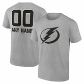 Tampa Bay Lightning - Big & Tall Personalized Name & Number Monochrome T-Shirt Gray