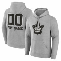 Toronto Maple Leafs - Big & Tall Personalized Name & Number Monochrome Pullover Hoodie Gray