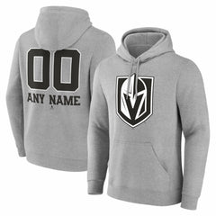 Vegas Golden Knights Big & Tall Personalized Name & Number Monochrome Pullover Hoodie Gray
