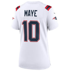 Drake Maye New England Patriots Women's Super Bowl LX Patch Game Jersey White - Nike