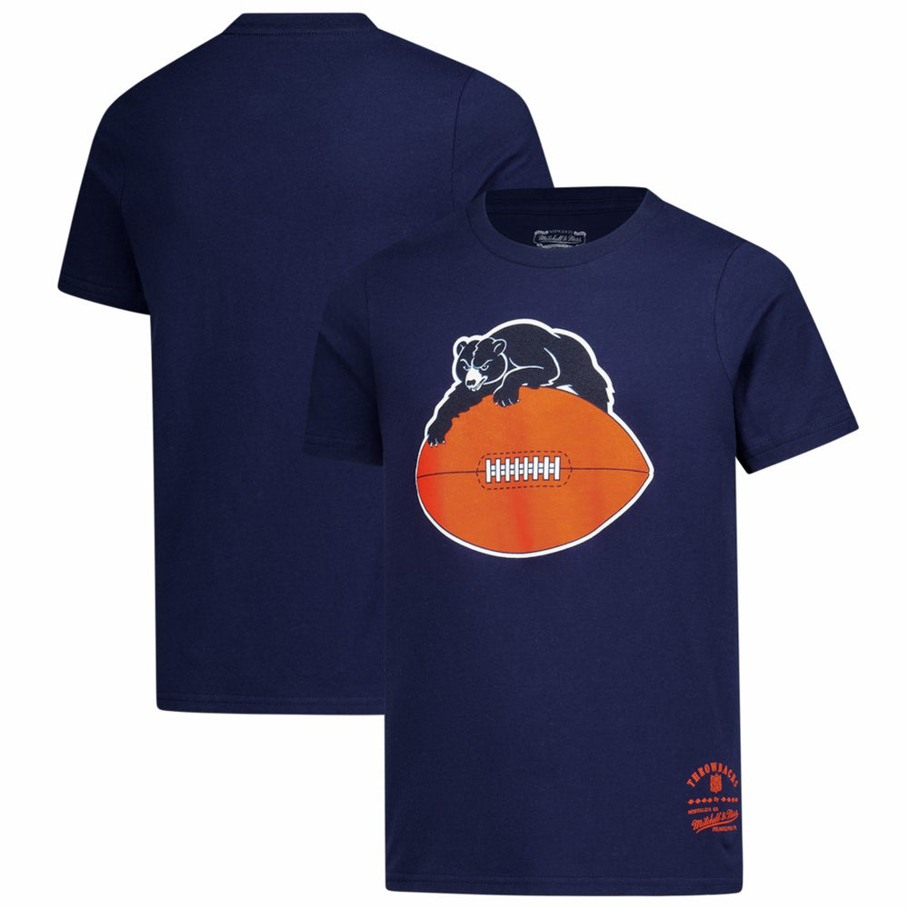 Chicago Bears Youth Retro Logo T-Shirt Navy - Mitchell & Ness