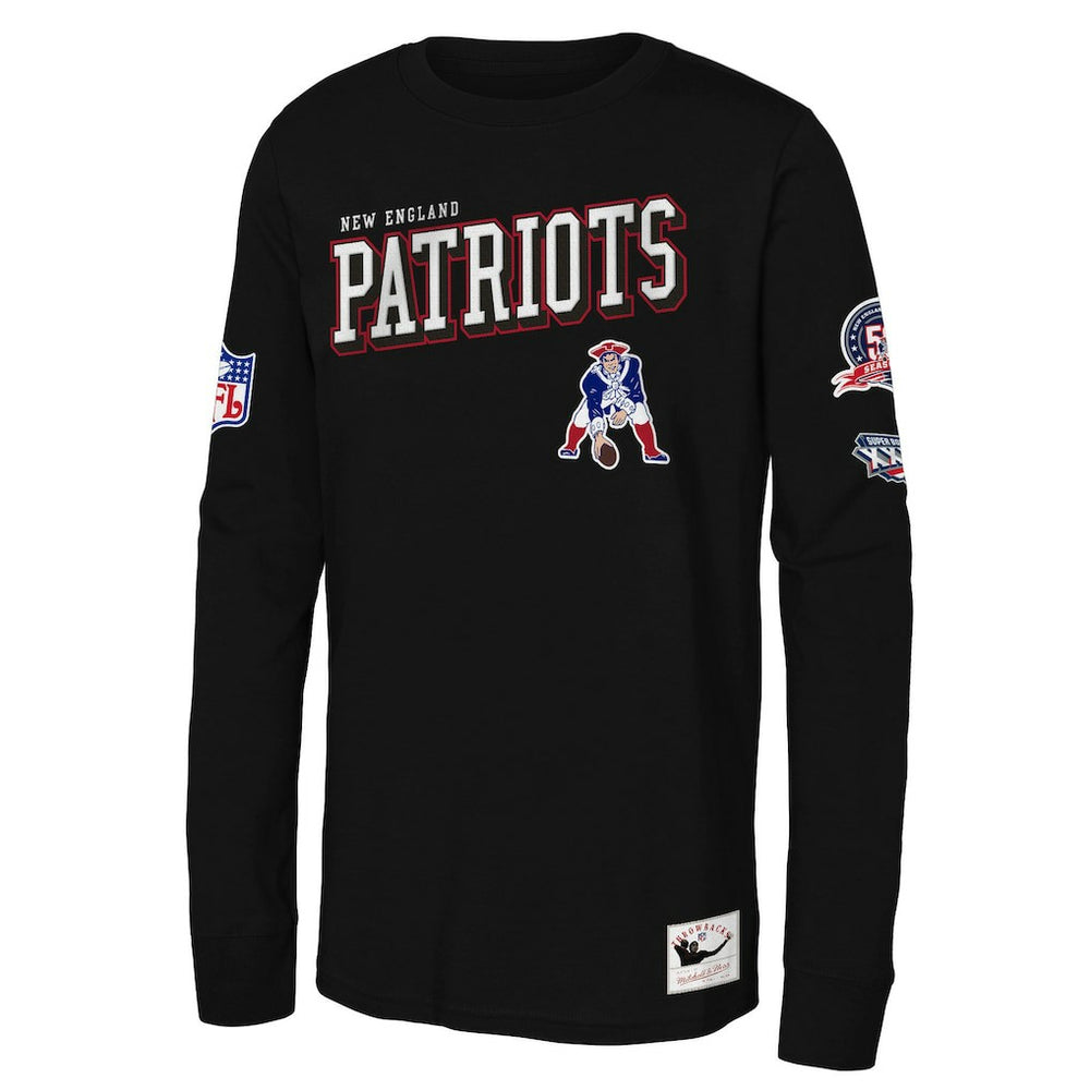 New England Patriots Youth Training Camp Long Sleeve T-Shirt Black - Mitchell & Ness