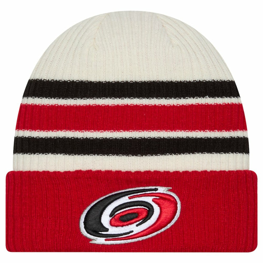Carolina Hurricanes - New Era Vintage Cuffed Knit Hat Cream/Red