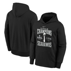 Seattle Seahawks Youth Super Bowl LX Champions Locker Room Trophy Collection Authentic Hoodie Black - Nike
