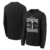 Seattle Seahawks Youth Super Bowl LX Champions Locker Room Trophy Collection Long Sleeve T-Shirt Black - Nike